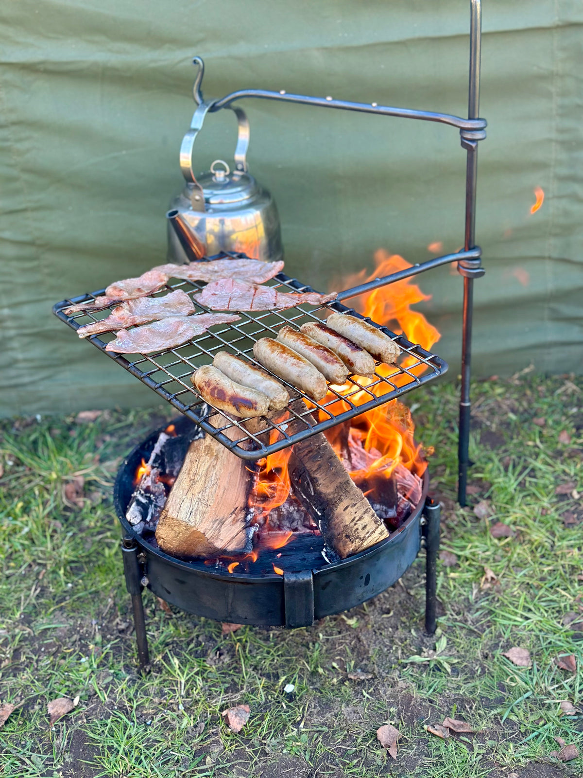 Fire anchor Cooking Swing Arm. Bushcraft and Camping Cooking Set for Hanging Billy Cans, Kettles with a Grill Arm