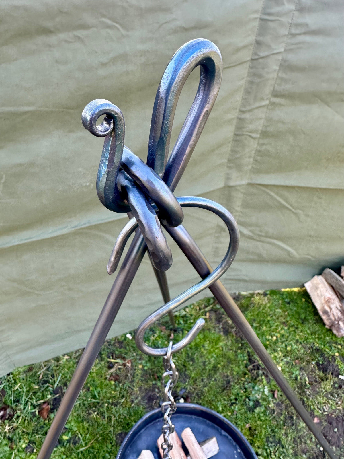 Campfire Tripod Mild Steel Handmade Forged Steel