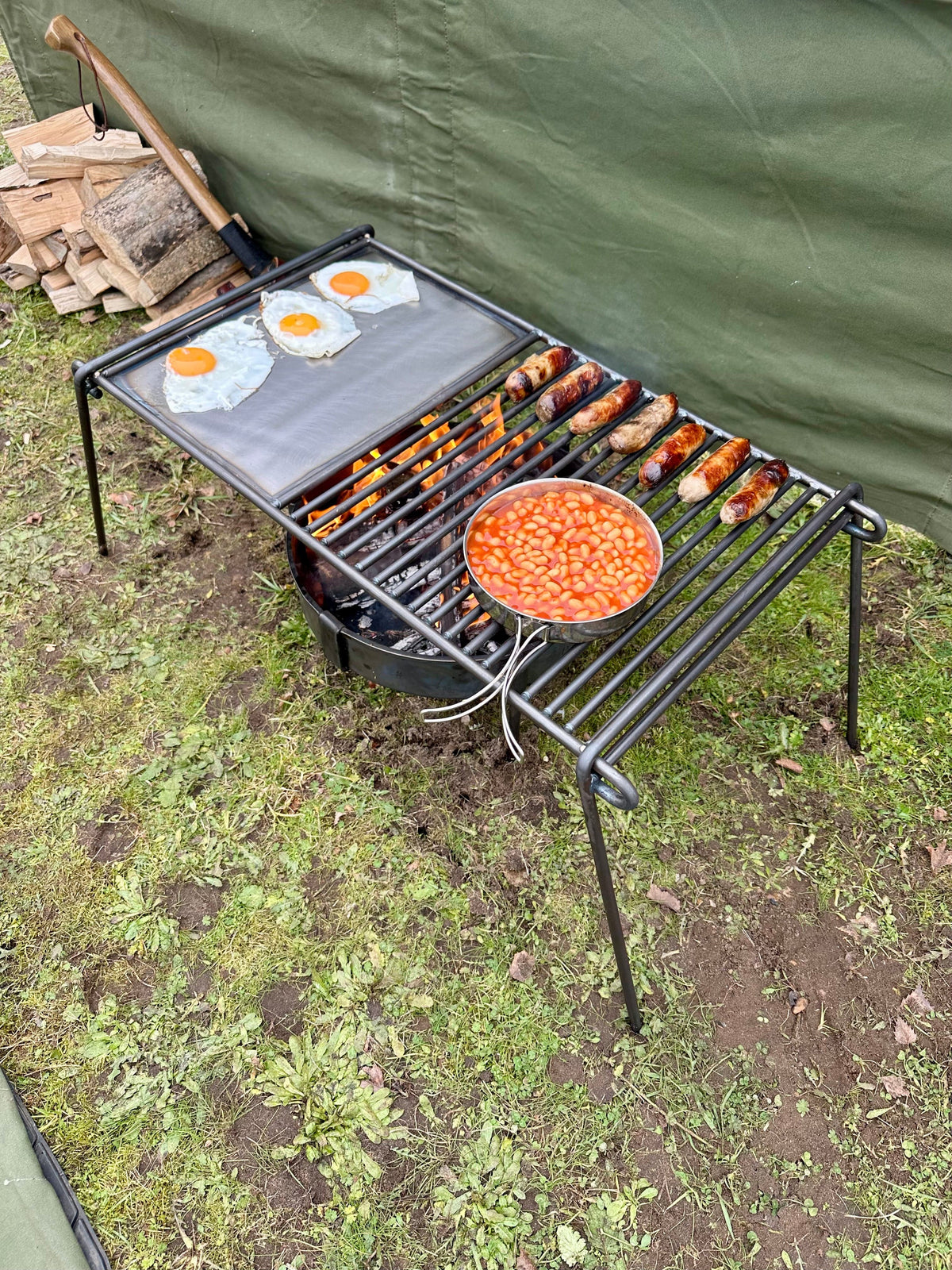 Base Camp BBQ Grill - Skillet Hot Plate Fully Welded - For Large Groups