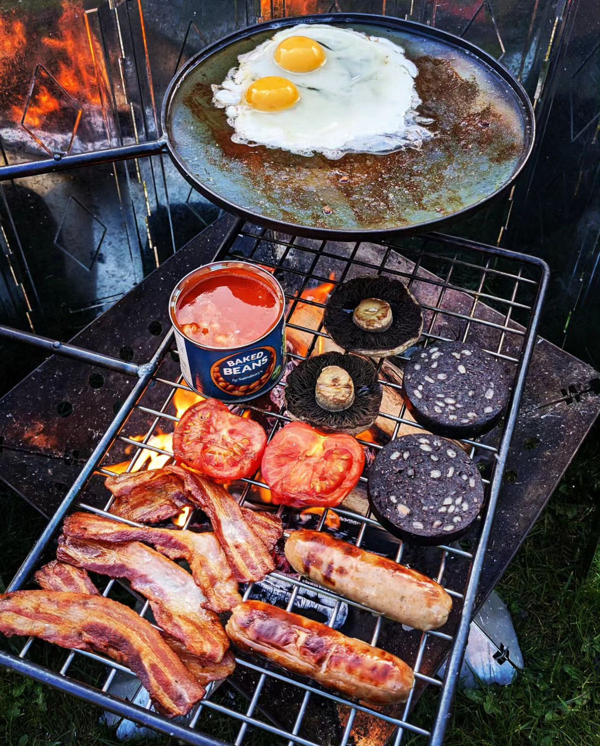 Fire Anchor with Skillet, Grill, Hook arm for Bushcraft Camping Cook Set