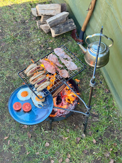 Fire Anchor with Skillet, Grill, Hook arm for Bushcraft Camping Cook Set