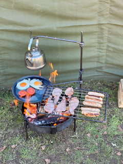 Fire Anchor with Skillet, Grill, Hook arm for Bushcraft Camping Cook Set