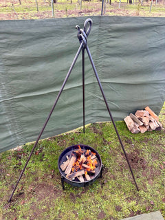 Bushcraft Tripod 12mm Forged Steel Heavy Gauge Tripod Ridge Rack System 