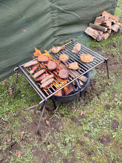 Folding Bushcraft and Camping BBQ Grill Can Cook upto 10 plus people. Compact and Portable. 
