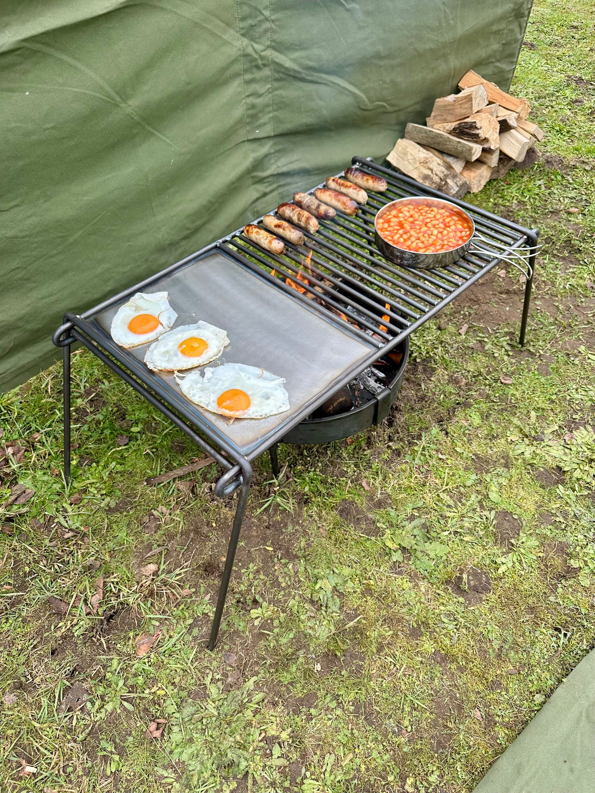 Base Camp BBQ Grill - Skillet Hot Plate Fully Welded - For Large Groups 