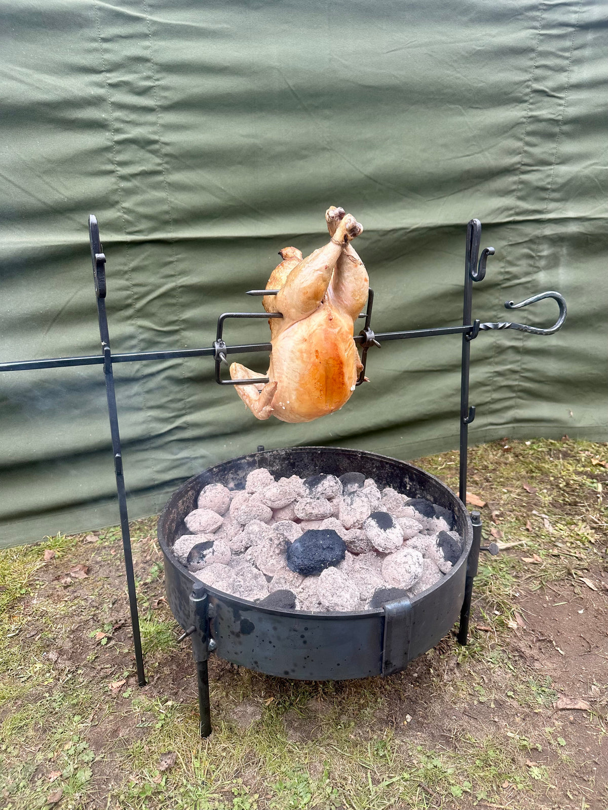 Large Spit Roast Rotisserie  Portable Forged Steel  Blacksmith Handmade 