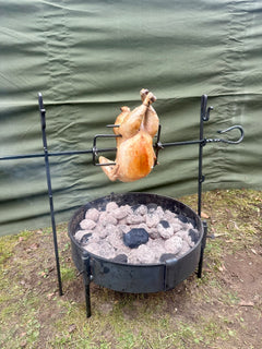 Large Spit Roast Rotisserie  Portable Forged Steel  Blacksmith Handmade 