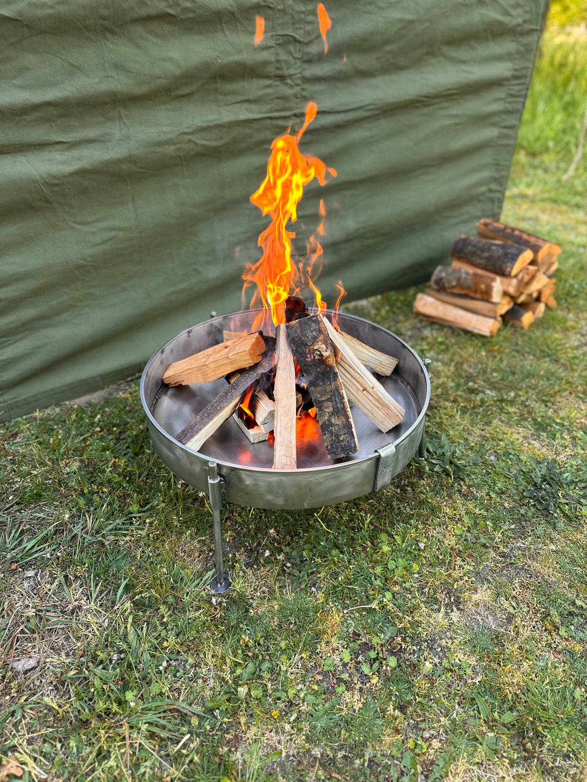 Stainless Steel Fire Pit 50 Low grounded for Folding Grills