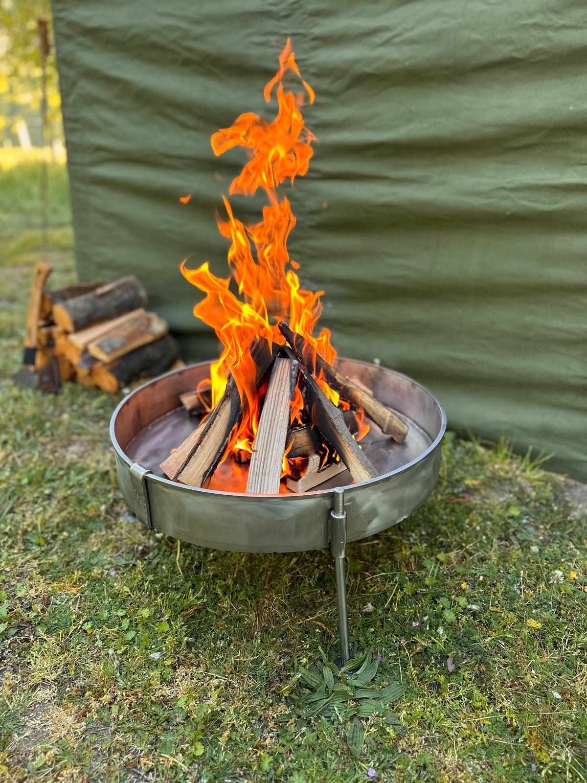 Stainless Steel Fire Pit 50 Low grounded for Folding Grills