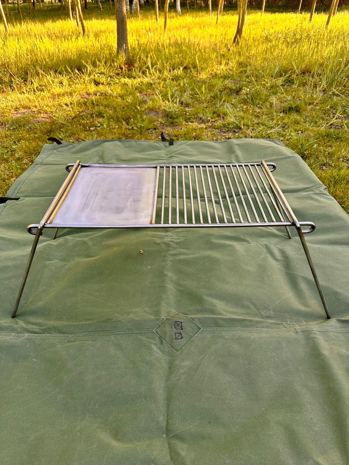 Stainless Steel Base Camp Grill with Hot Plate