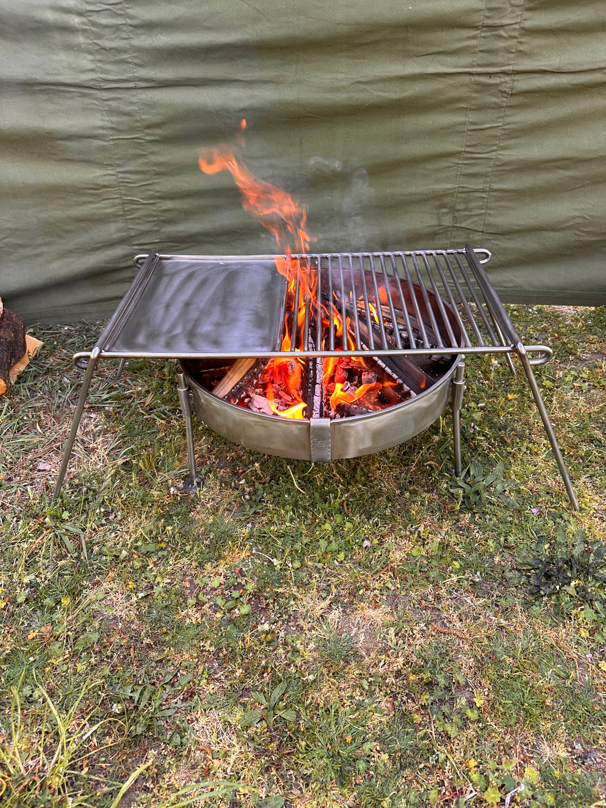 Stainless Steel Base Camp Grill with Hot Plate